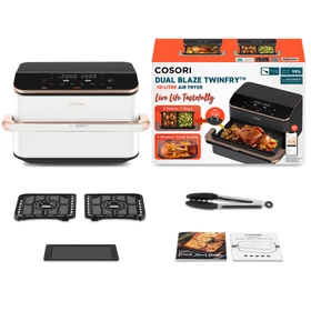 Kép 10/13 - Cosori Dual Blaze TwinFry 10 literes Forrólevegős Sütő fehér színben