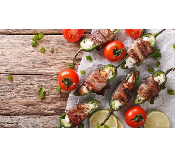 Baconbe csavart töltött jalapeno
